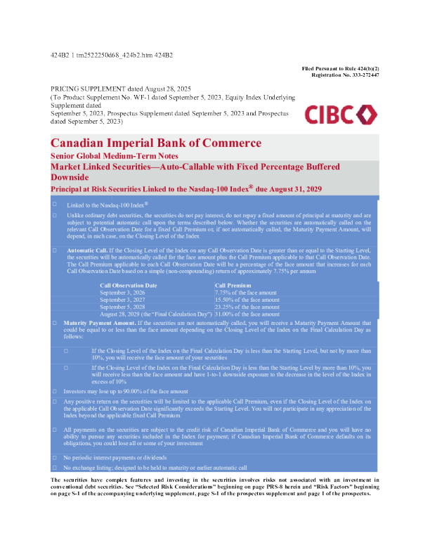 加拿大帝国商业银行美股招股说明书(2025-08-29版)