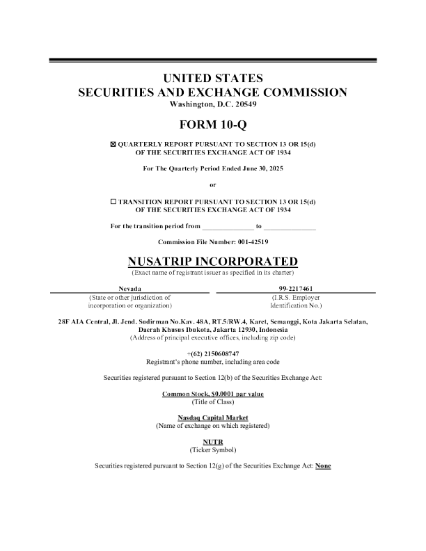 Nusatrip：2025年季度报告