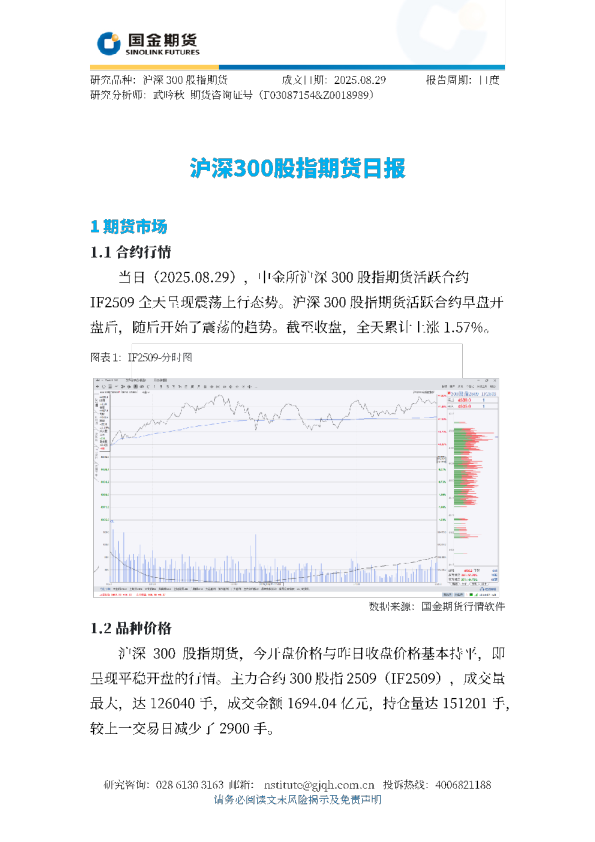 沪深300股指期货日报