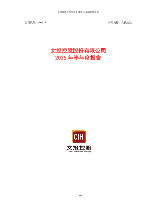 文投控股：2025年半年度报告