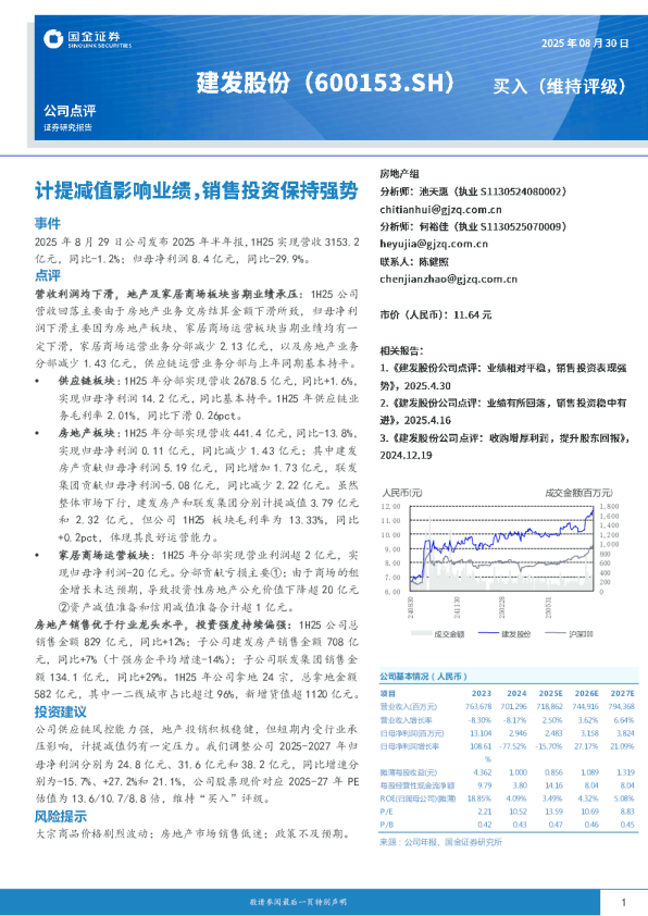 计提减值影响业绩，销售投资保持强势