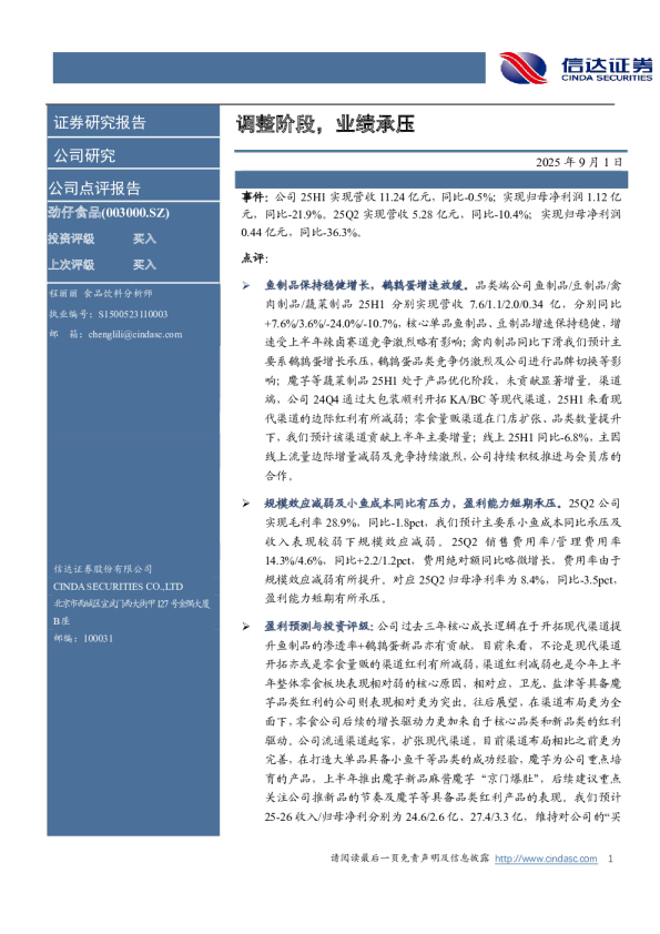 调整阶段，业绩承压