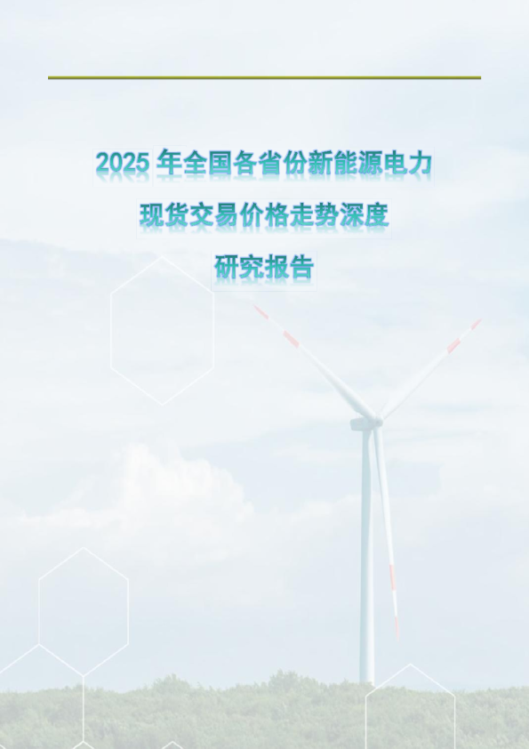 2025年全国新能源电力现货交易价格走势深度研究报告