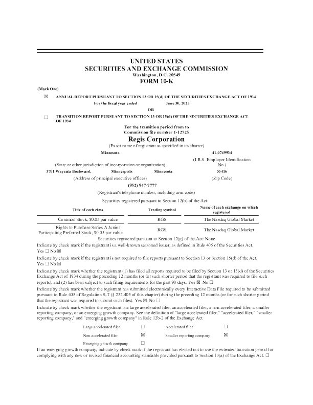 Regis：2024年度报告