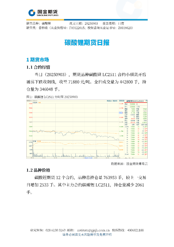 碳酸锂期货日报