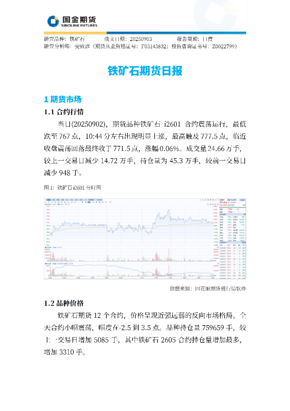 铁矿石期货日报