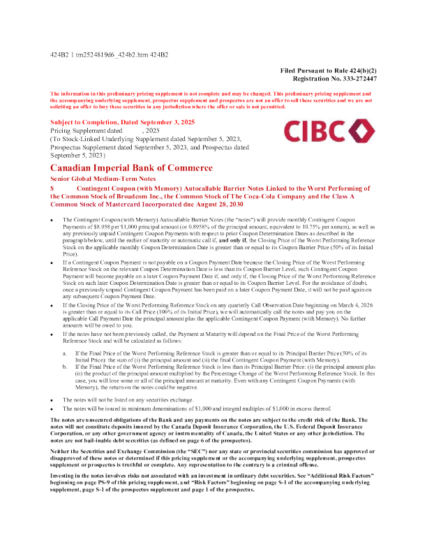 加拿大帝国商业银行美股招股说明书(2025-09-04版)