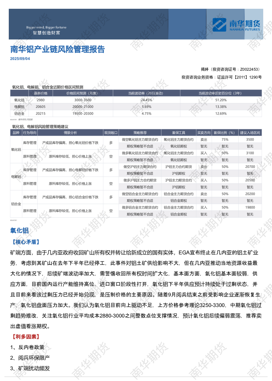 南华铝产业链风险管理报告