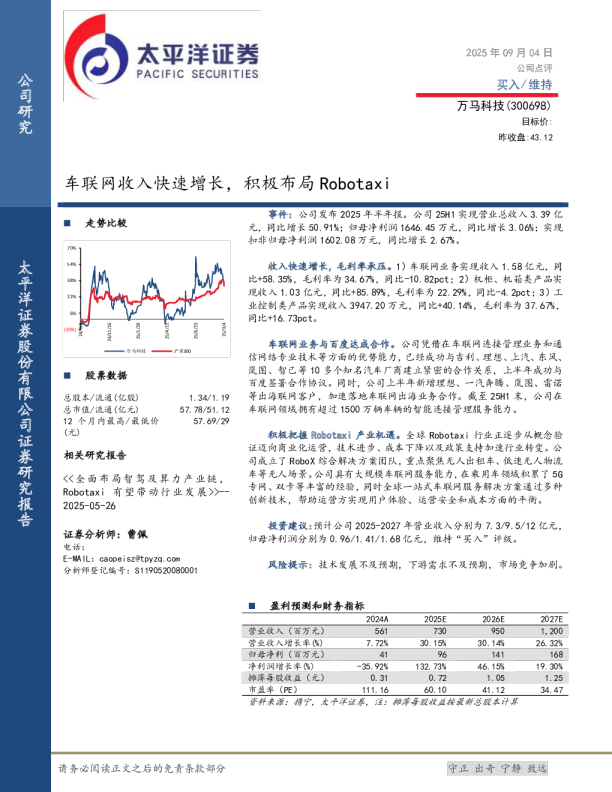 车联网收入快速增长，积极布局Robotaxi