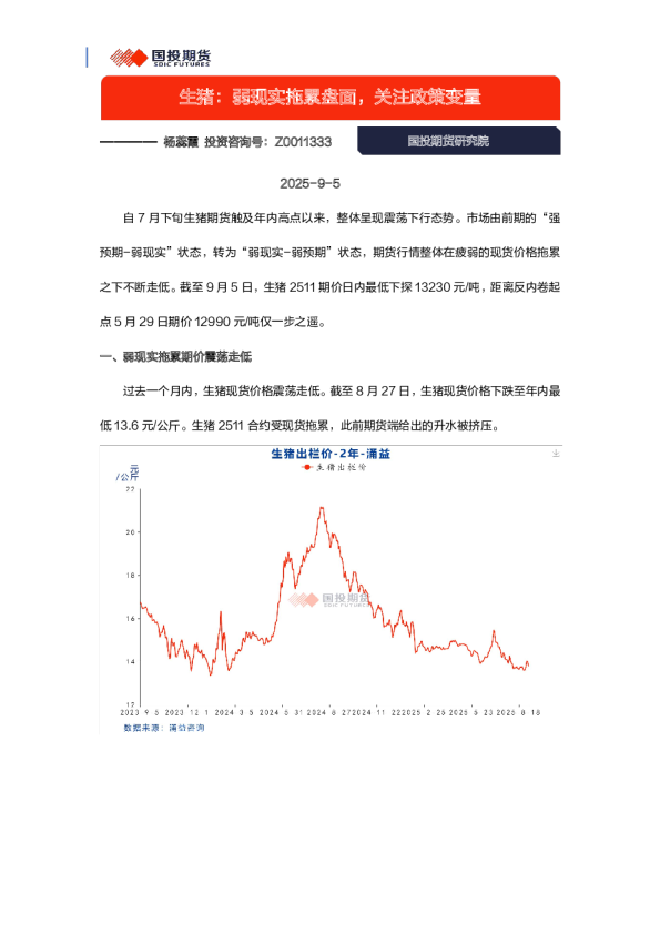 生猪：弱现实拖累盘面，关注政策变量