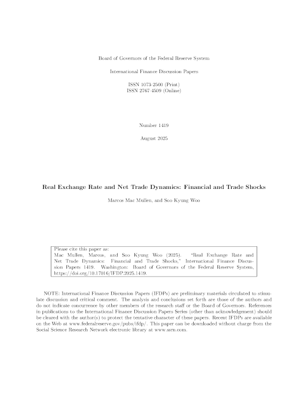 实际汇率和净贸易动态：金融和贸易冲击