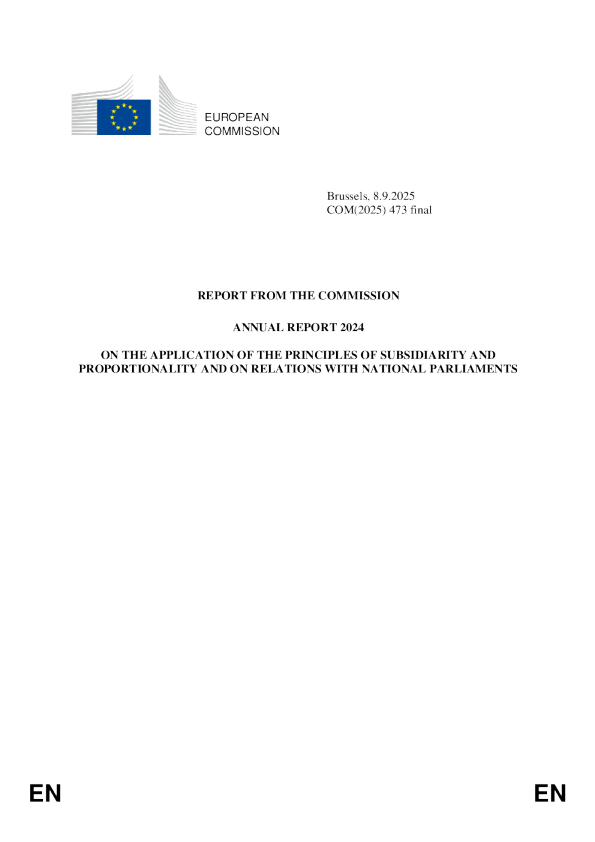 2024年关于辅助性和相称性原则的应用以及与各国议会关系的年度报告