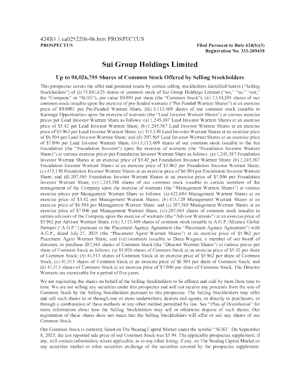 SUI Group Holdings Ltd美股招股说明书(2025-09-09版)