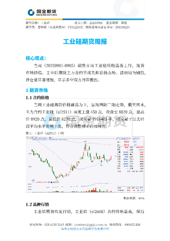 工业硅期货周报