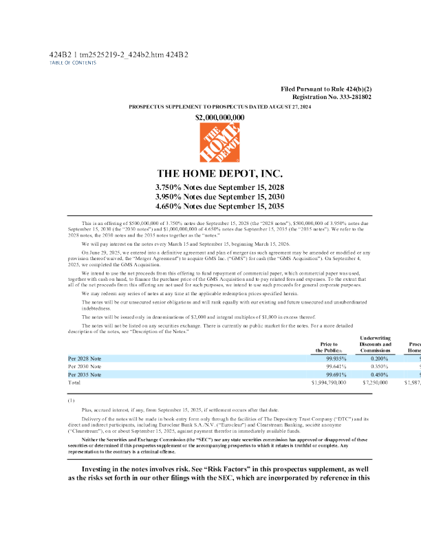 家得宝美股招股说明书(2025-09-10版)