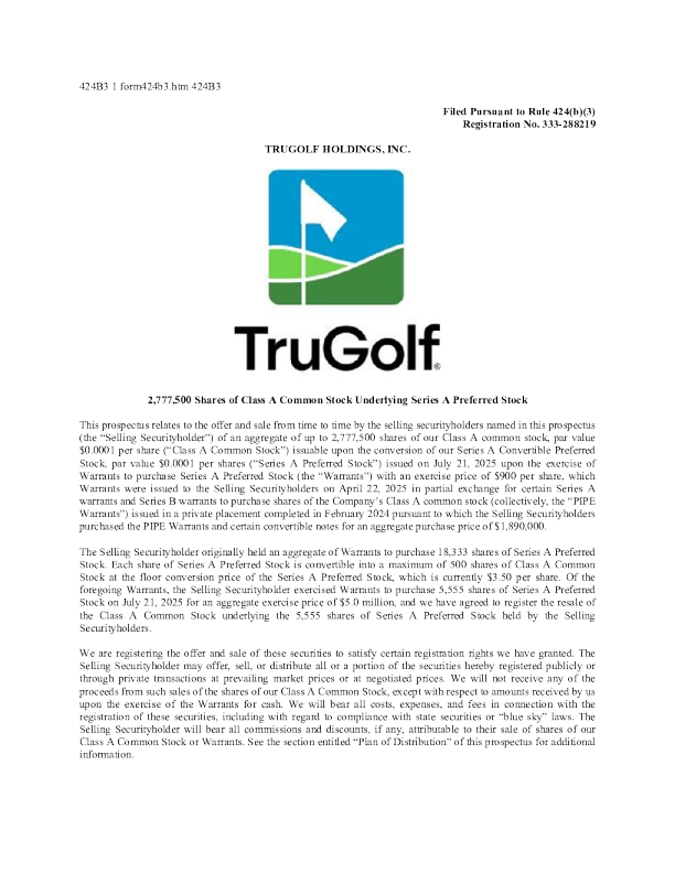 TruGolf Inc-A美股招股说明书(2025-09-10版)