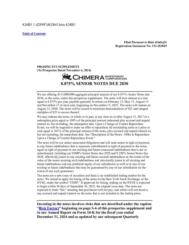 奇美拉投资美股招股说明书(2025-09-10版)