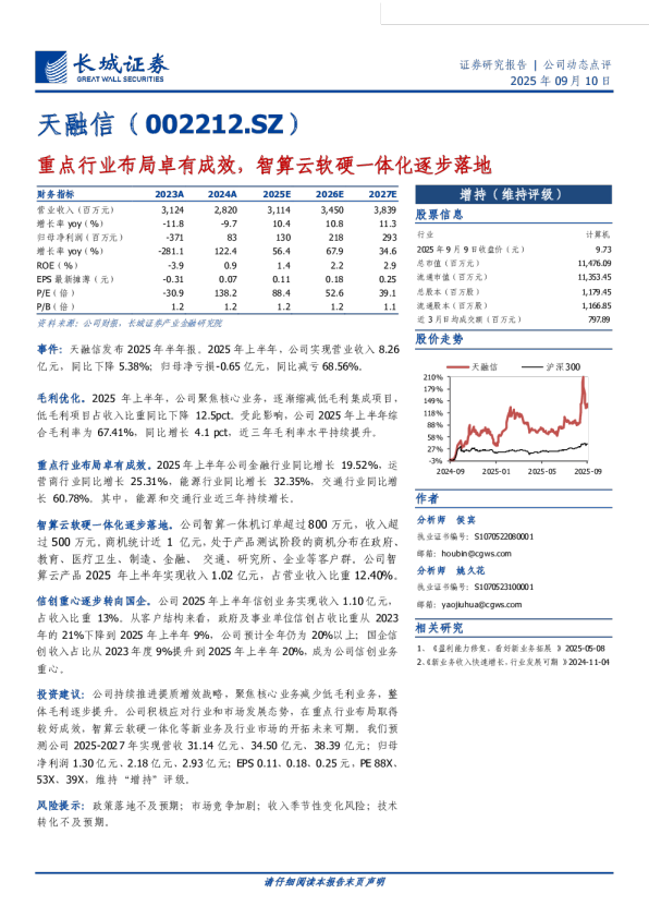 重点行业布局卓有成效,智算云软硬一体化逐步落地