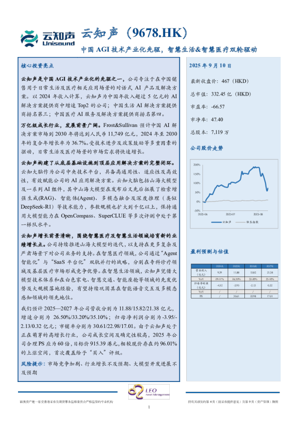 中国AGI技术产业化先驱，智慧生活&智慧医疗双轮驱动