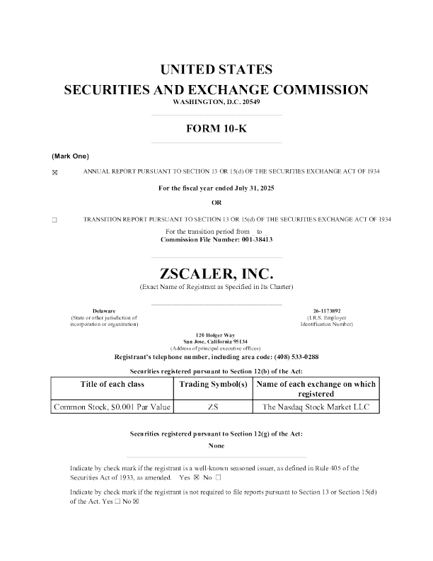 Zscaler Inc 2024年度报告