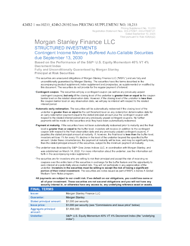 摩根士丹利美股招股说明书(2025-09-12版)