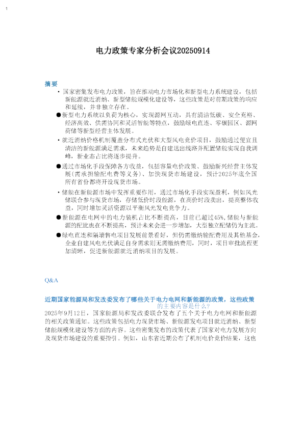 电力政策专家分析会议