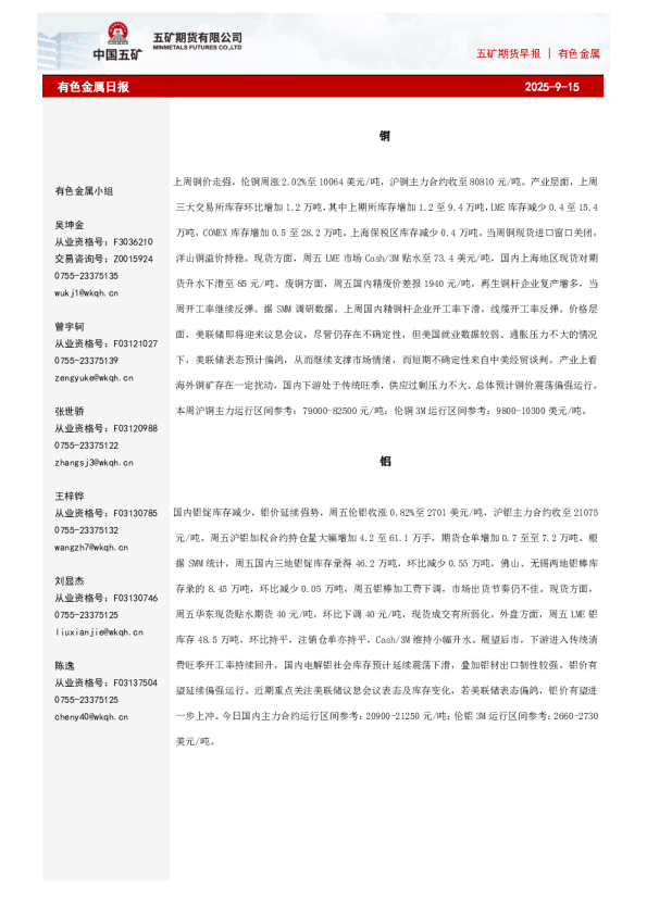 有色金属日报