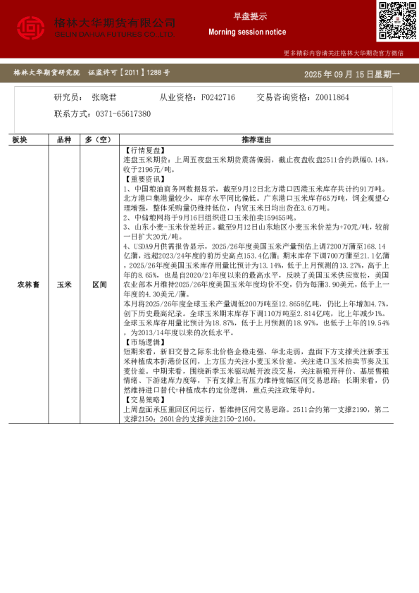 玉米生猪鸡蛋期货市场分析