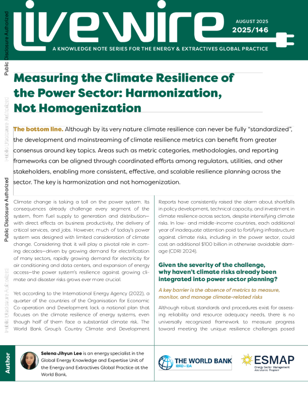 衡量电力部门的气候适应能力：协调而非同质化