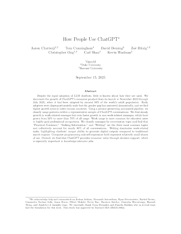 人们如何使用ChatGPT