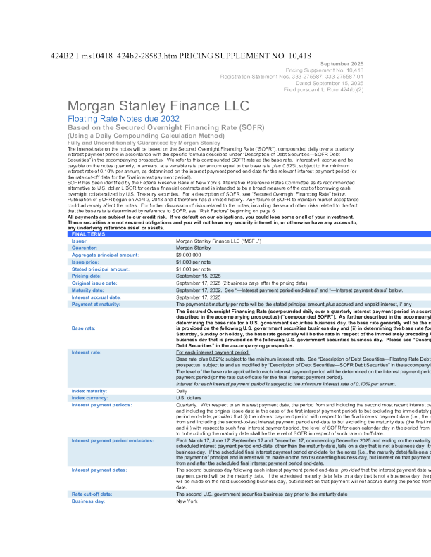 摩根士丹利美股招股说明书(2025-09-16版)