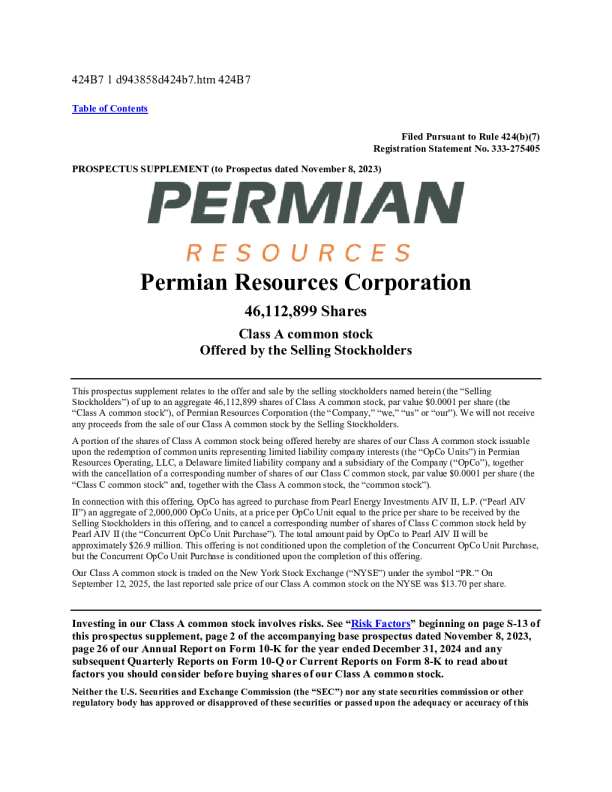 二叠纪资源公司-美国存托股招股说明书(2025-09-16版)