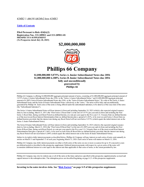 菲利普斯66美股招股说明书(2025-09-17版)