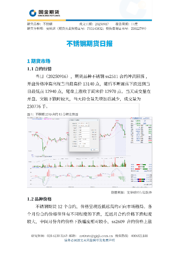 不锈钢期货日报