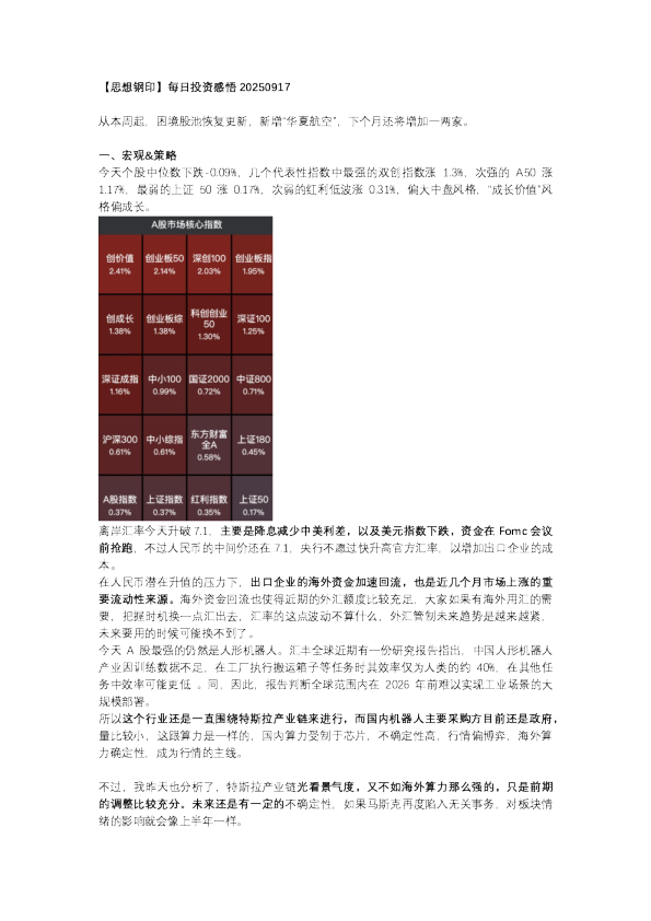 【思想钢印】每日投资感悟