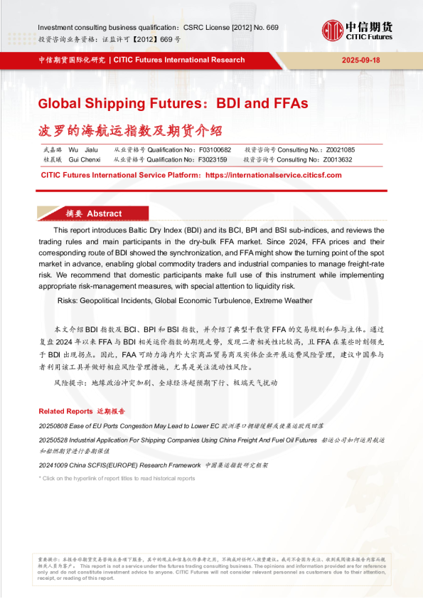 波罗的海航运指数及期货介绍