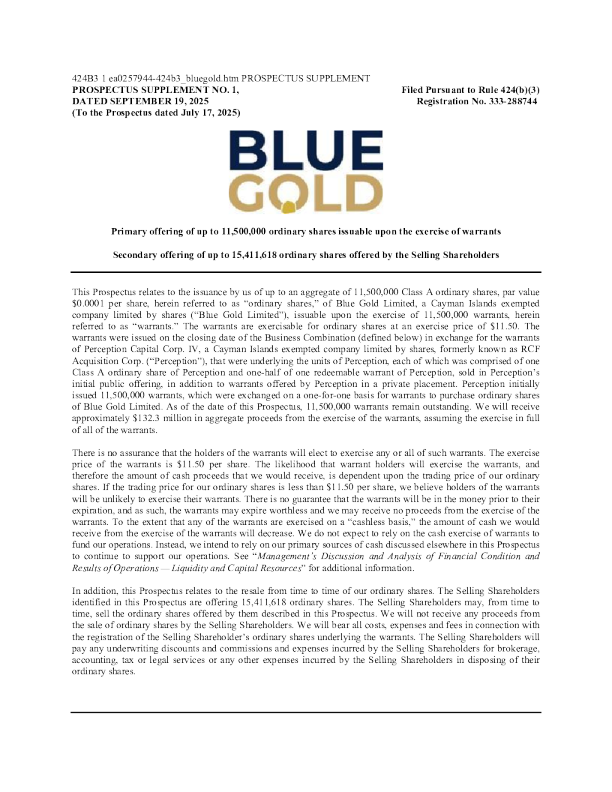 Blue Gold Ltd-A美股招股说明书(2025-09-19版)
