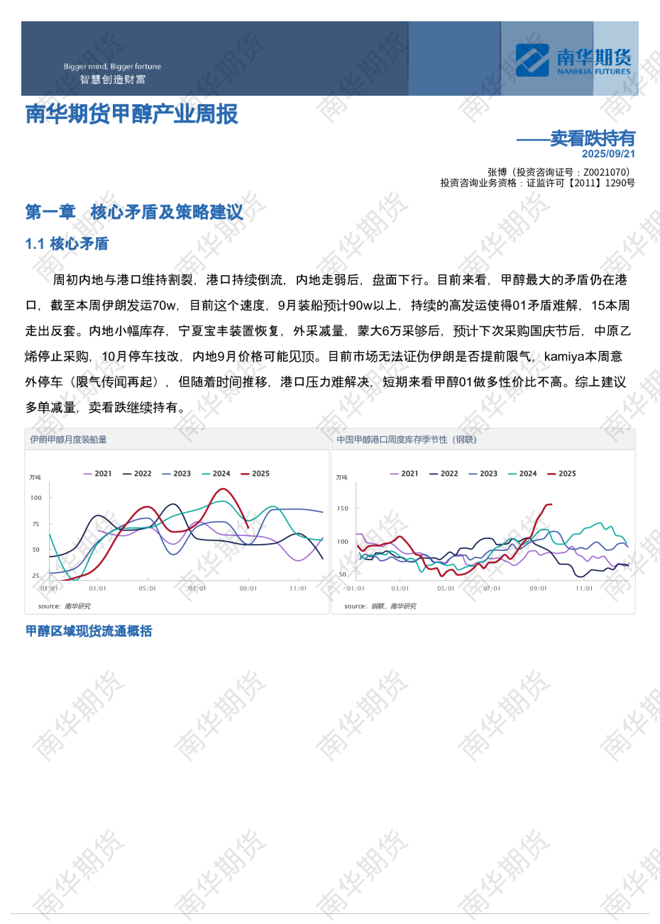 南华期货甲醇产业周报