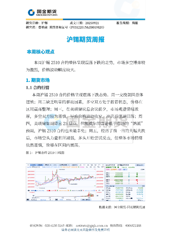 沪锡期货周报