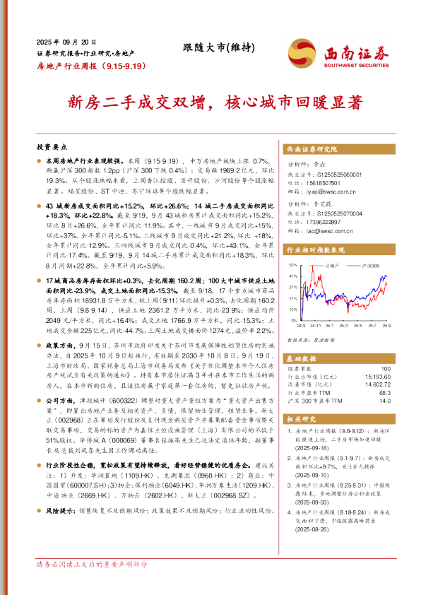 新房二手成交双增，核心城市回暖显著