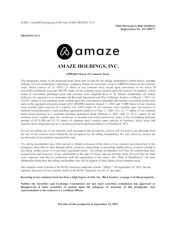 Amaze Holdings Inc美股招股说明书(2025-09-22版)