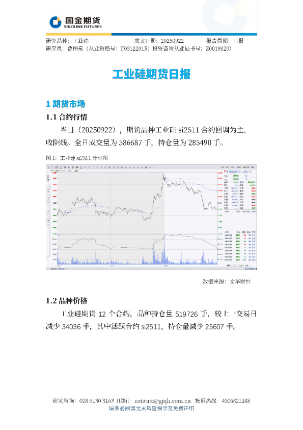 工业硅期货日报