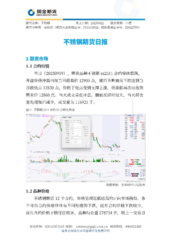 不锈钢期货日报