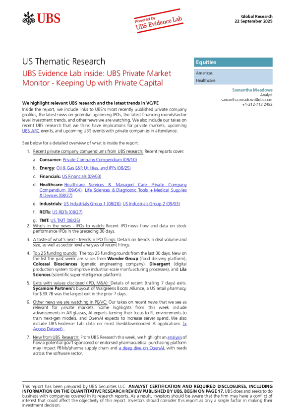 美国主题研究：瑞银证据实验室内部：瑞瑞银私募市场监测—紧跟私募资本