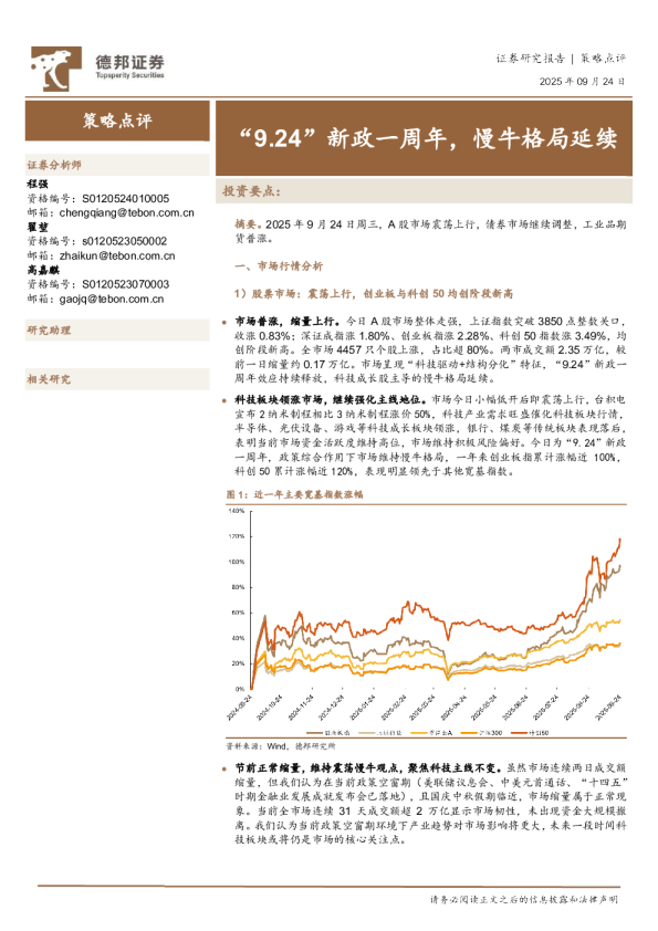 策略点评：“9.24”新政一周年，慢牛格局延续