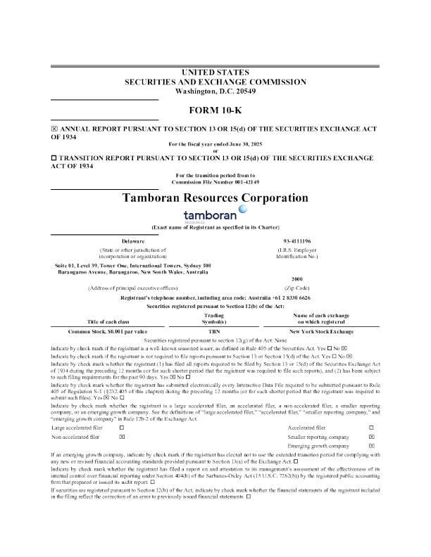 Tamboran Resources Corp 2024年度报告