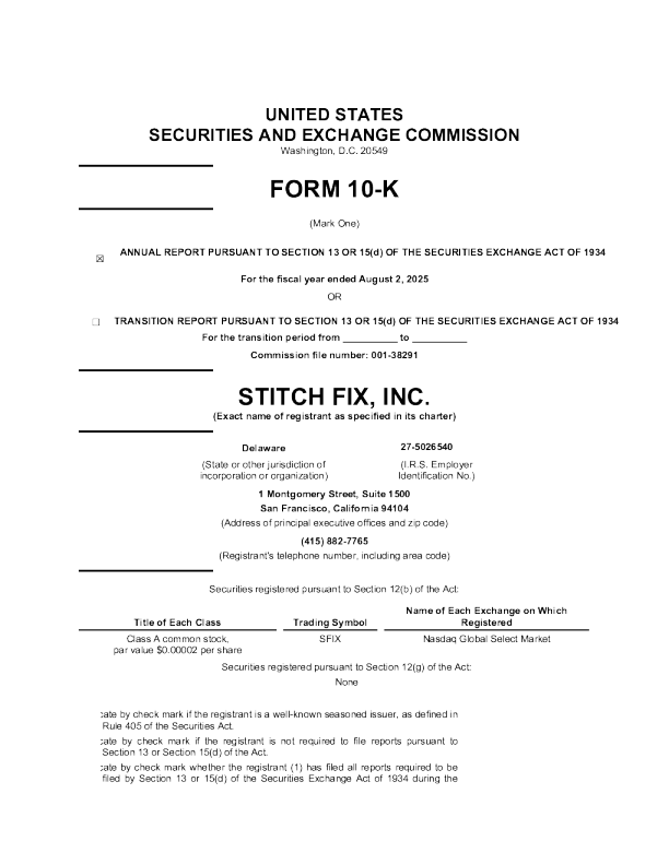 Stitch Fix Inc-A 2024年度报告