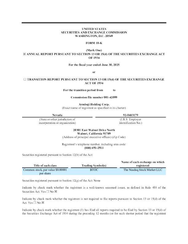 Armlogi Holding Corp 2024年度报告
