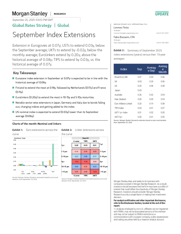全球利率策略：9月指数期限延长