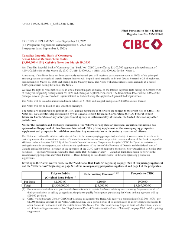 加拿大帝国商业银行美股招股说明书(2025-09-26版)